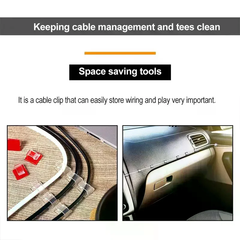 20/50PCS Cable Clips Self Adhesive Cord Management Black Wire Organizer Clamp Car Wire Accessories