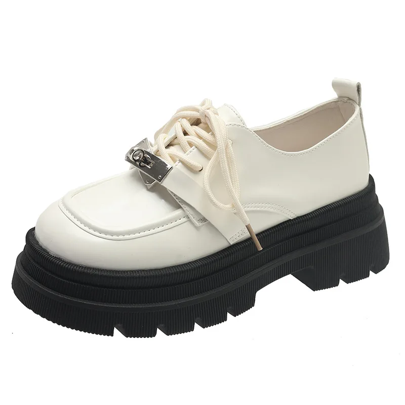 Britse Stijl Alle-Match Ronde Neus Womens Derby Schoenen Herfst Casual Vrouwelijke Sneakers Zwart Flats Loafers Met Bont Dames schoeisel