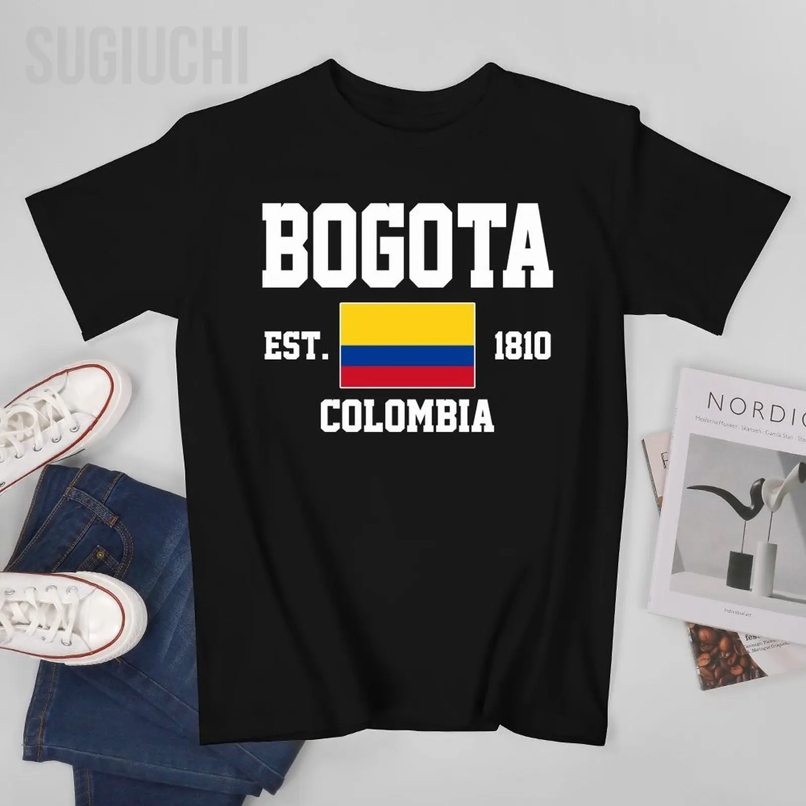 Flag of  Colombia EST.1810 Bogotá Men Tshirt Tees T-Shirt O-neck T Shirts Women Boys Clothing 100% Cotton