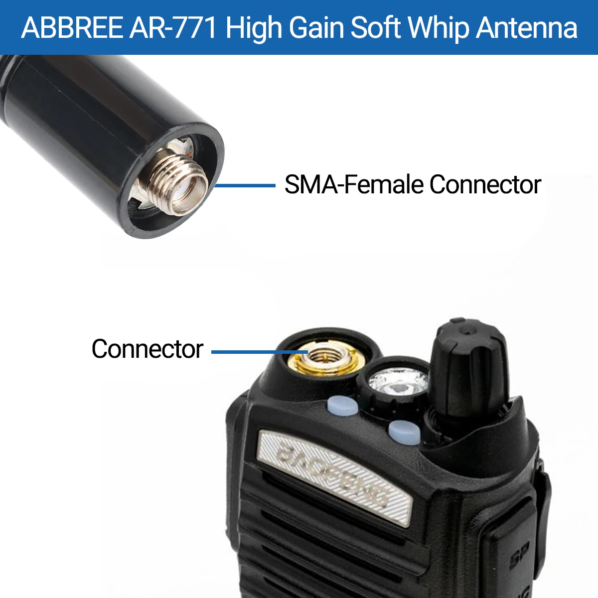 AM-771 antena tribanda 144/220/430MHz SMA hembra Quansheng Baofeng - imagen 2