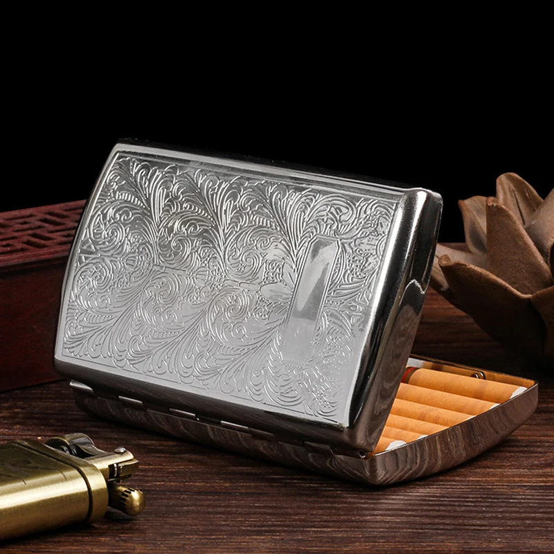 Pure Copper Printed Flower Cigarette Case for 12pcs Cigarettes Man Portable Storage Box Smoking Tool Smoke Humidor Tobacco Case