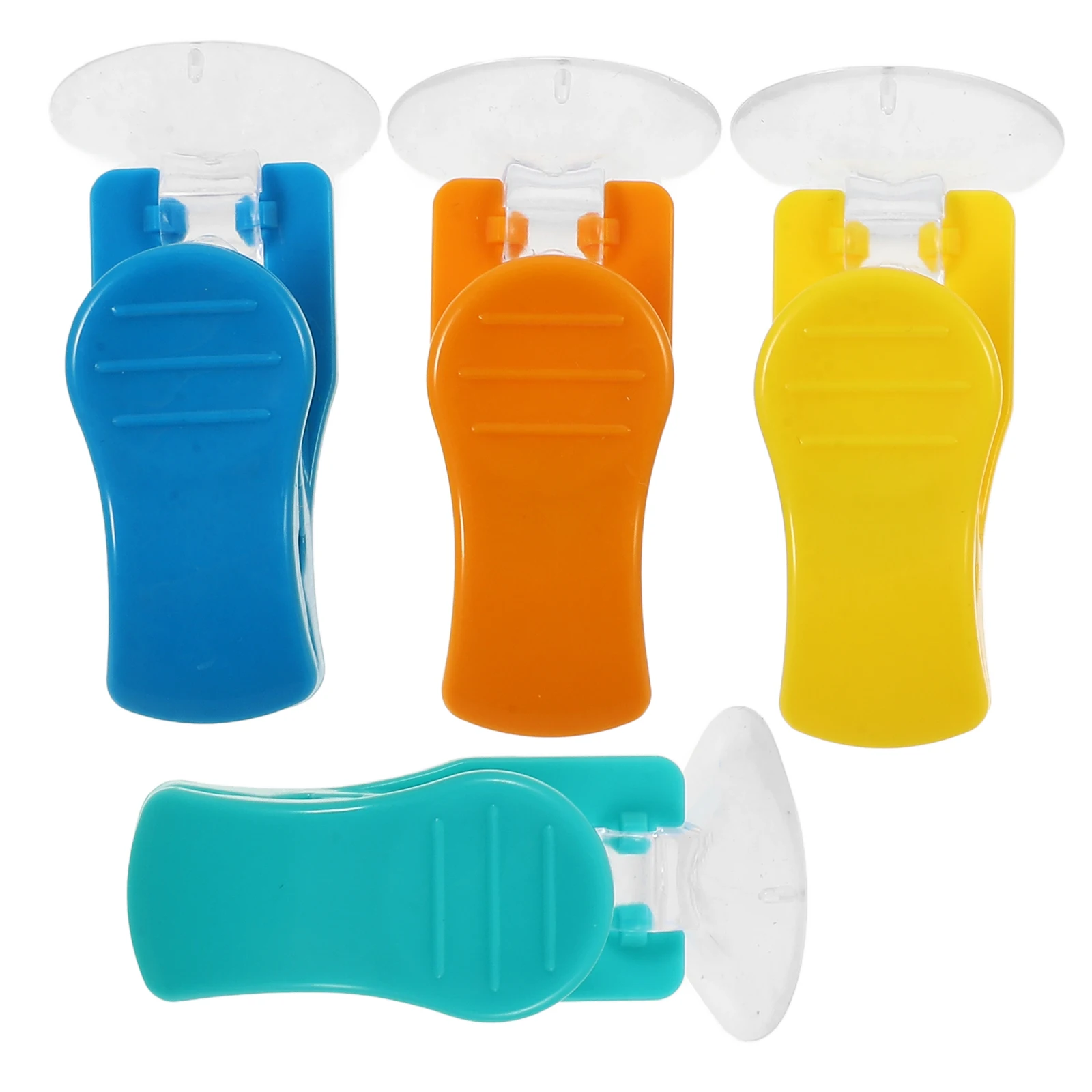 

4pcs Multifunctional Hooks Suction Cup Clips Kitchen Bathroom Towel Clips Reusable Plastic Clamps Long Use Stable