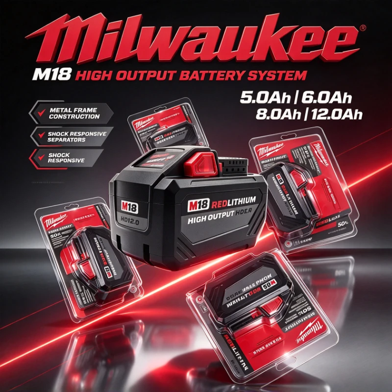 Most Work Per Charge 100% Real Milwaukee 18V 12.0Ah HIGH OUTPUT HD M18HB12 48-11-1812 Battery for Multi Tool Renovation DIY
