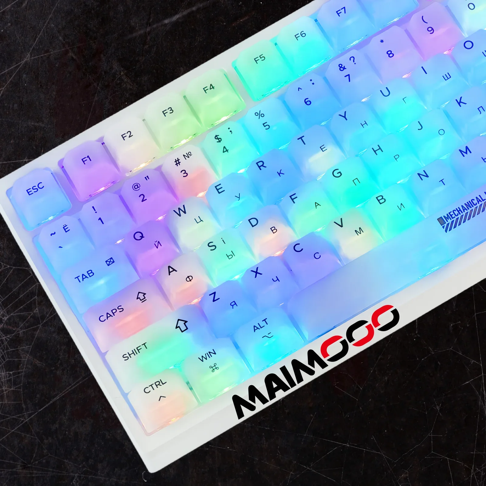 Translucent Russian Keycap Matte 122Key Cherry PC Material DIY Mechanical Keyboard Simple Office Game Matte Milky White Keycap