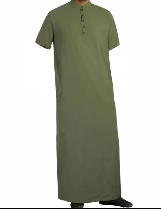 Elegante Arabische stijl minimalistische lange heren opstaande kraag knop moslim gewaad - losse pasvorm islamitische thobe voor heren
