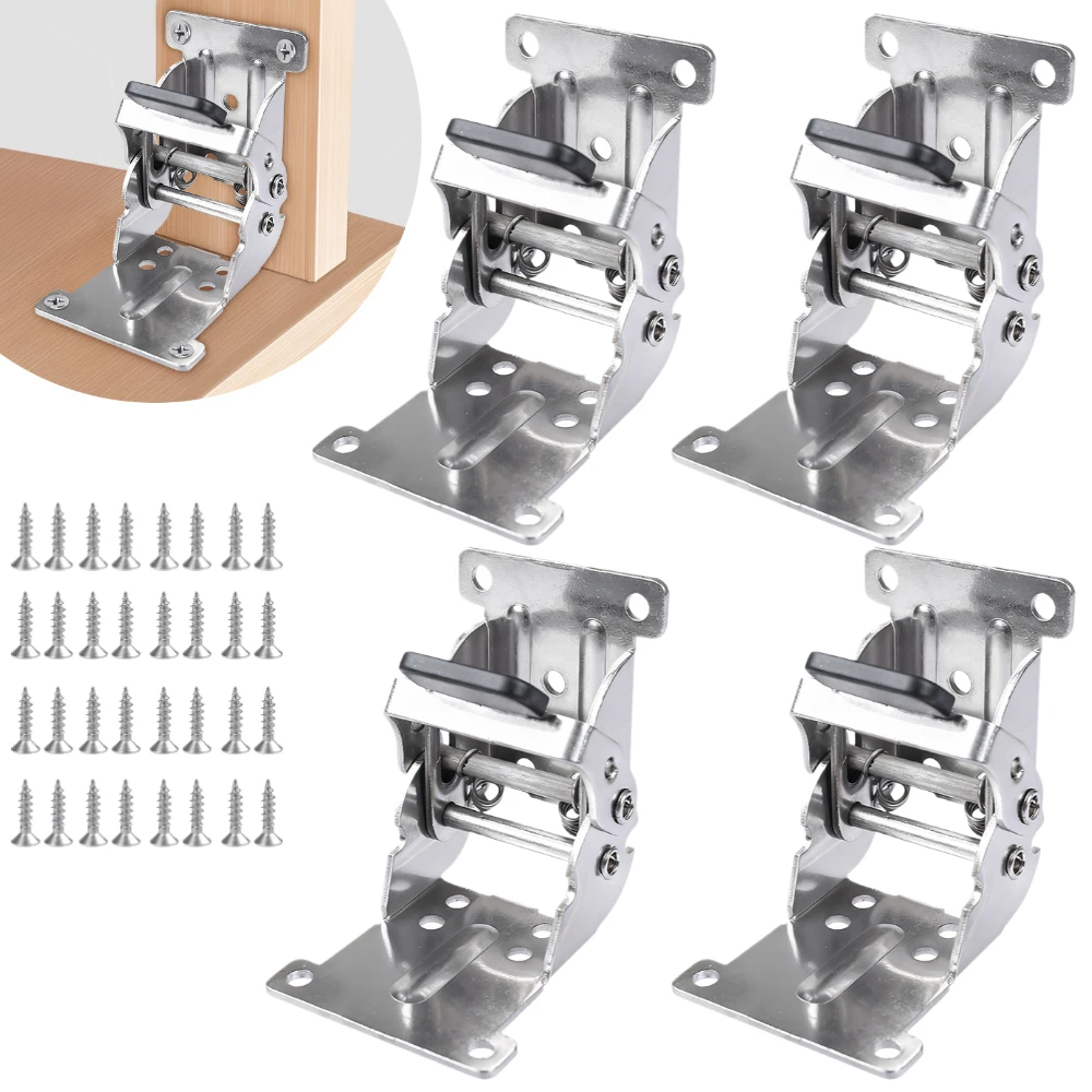 2PCS Folding Leg Hinge Bracket 0-90-180 Degree Foldable Support Bracket Self-Locking Hinge with Screws