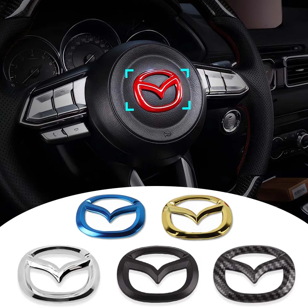 

Car Steering Wheel Center Logo Covers Stickers Decoration Accessories For Mazda Axela Demio Atenza CX CX3 CX7 CX30 CX60 CX9 2 3