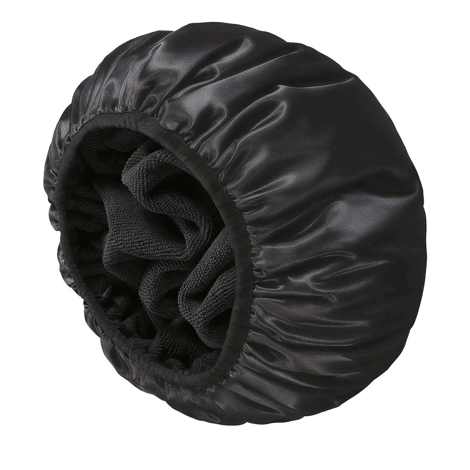 

Terry Lined Shower Cap,Triple Layer Large Cap for Women,Shower Cap Reusable Waterproof,Long Thick Hair(Black)