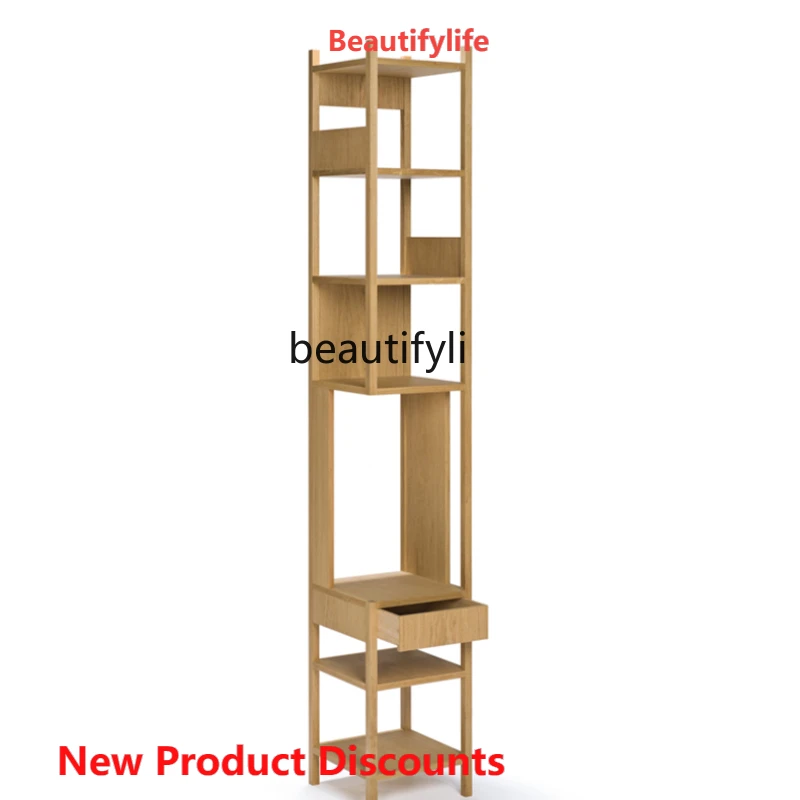 

Silent Style Bookshelf Floor Shelf Solid Wood Integrated Wall Bookshelf Creative Simple Stand Designer