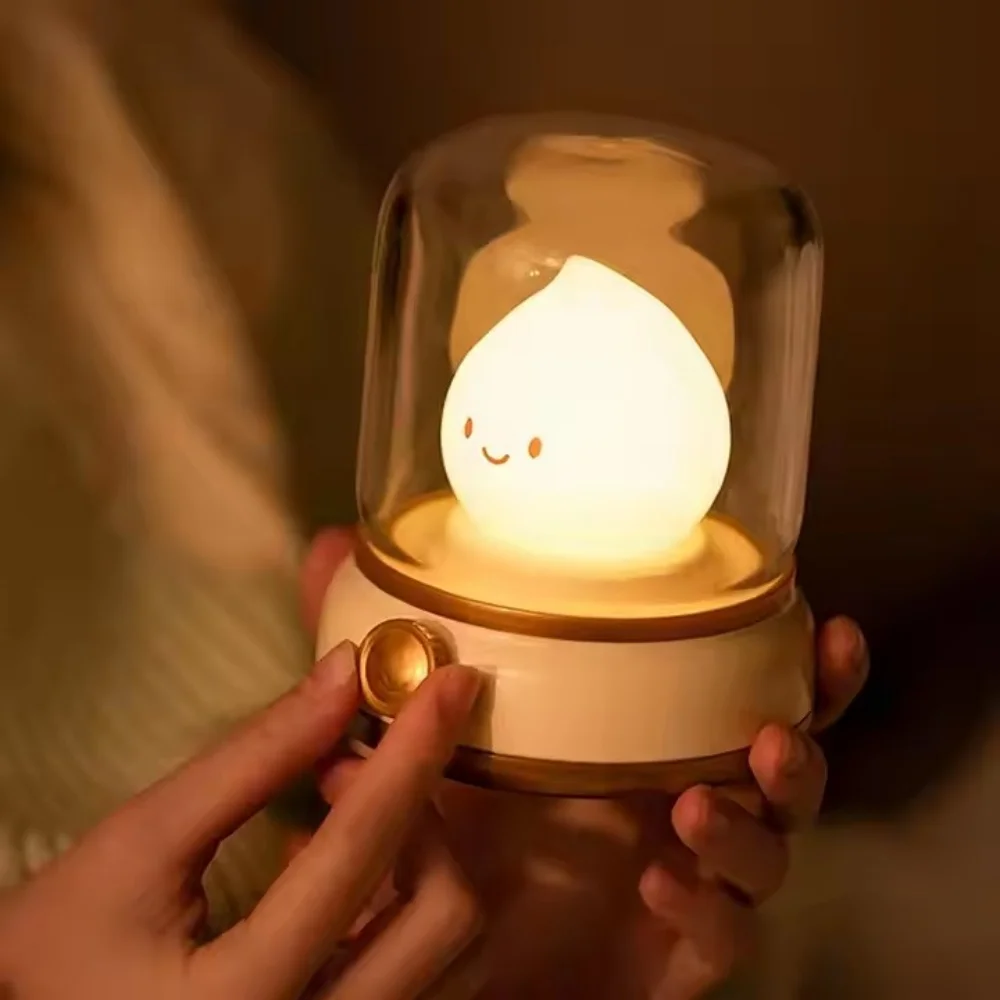 LED Bedside Lamp Flameless Candle Lamp Adjustable Brightness Timer Function Rechargeable LED Tea Light Halloween Xmas Gifts