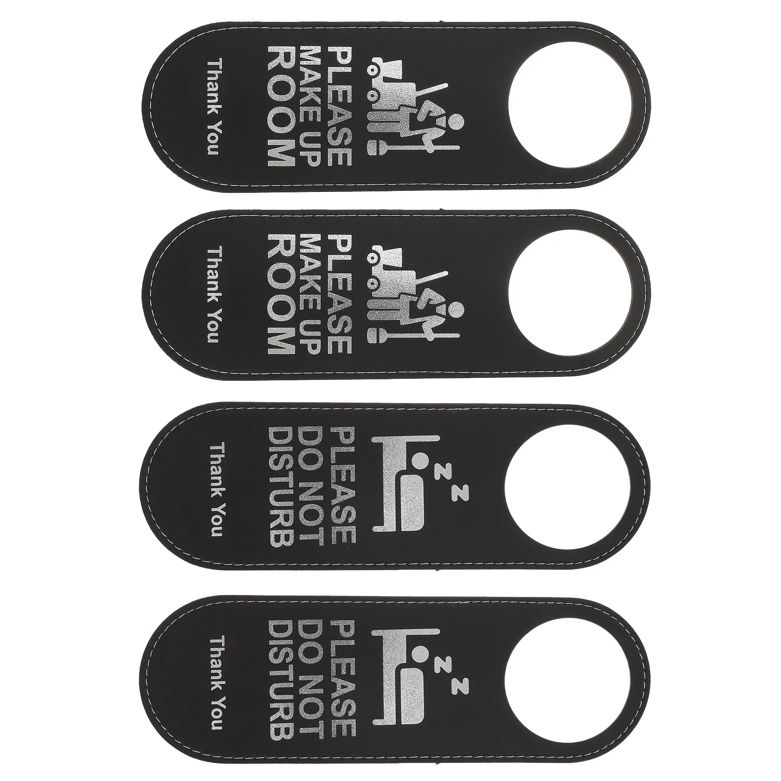 4Pcs Door Handle Hanger Do Not Disturb Sign Double Sided PU Material Gentle Comfortable Compact Portable for Hotel Room