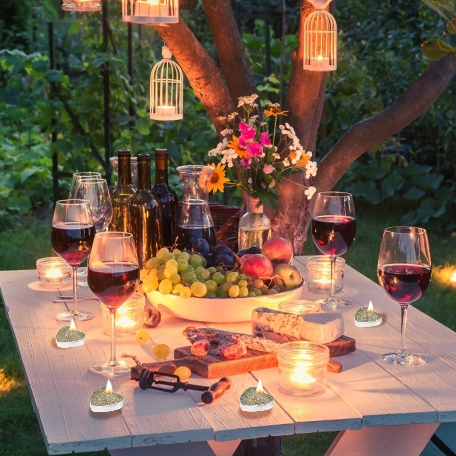 30 قطعة شكل قلب رومانسية Tealight الشموع الصغيرة دخاني البارافين الشمع الزفاف مساء الديكور شكل قلب الشموع #1