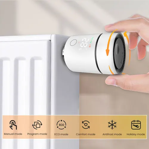 Imagen 2 del producto Válvula de radiador con termostato AVATTO ZigBee 3,0, controlador de temperatura de válvula termostática TRV inteligente compatible con Alexa y Google Home