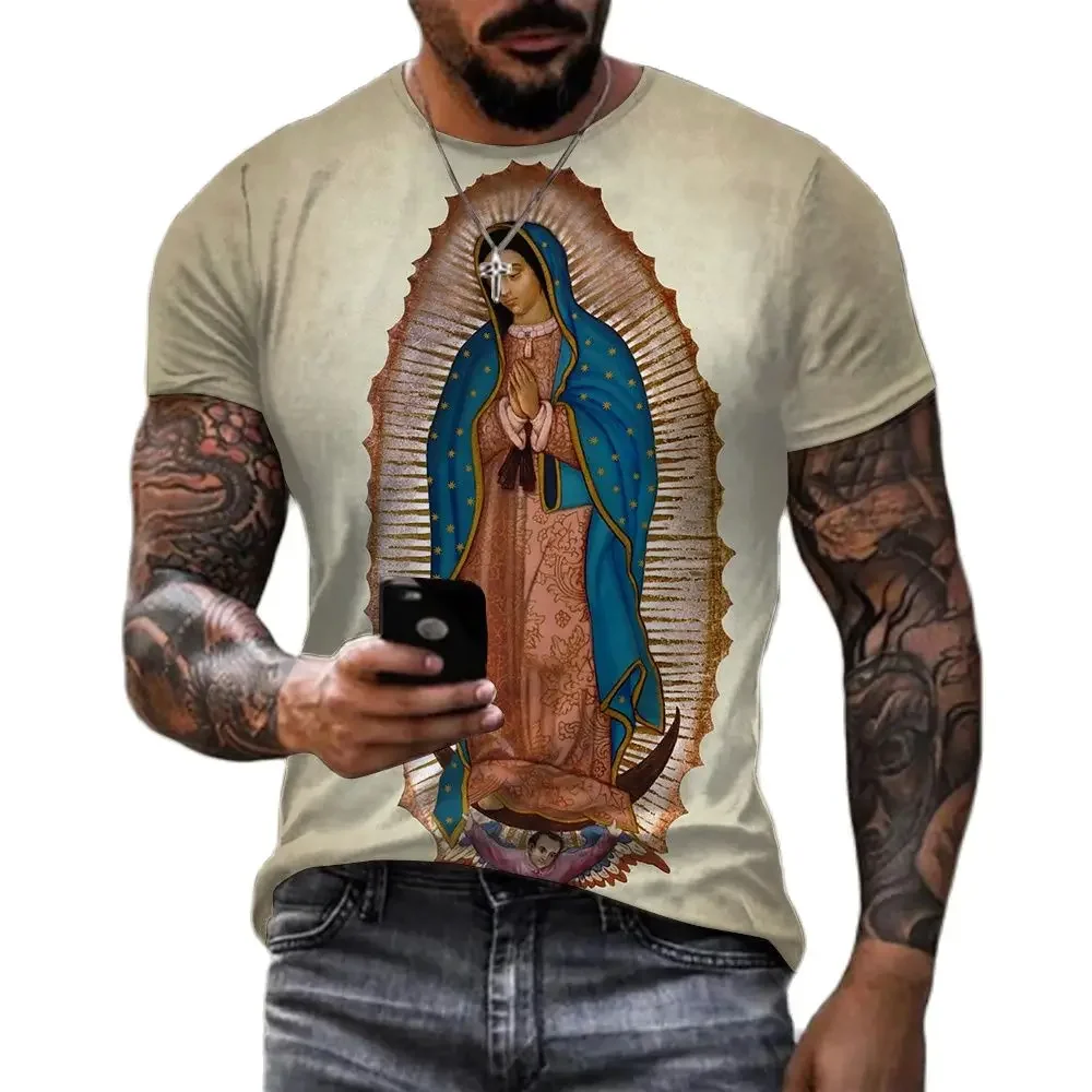 Men Women 2024 High Quality Guadalupe Virgin Mary Catholic Cosplay 3D Printed T-shirt Unisex Fashion Casual Oversized Tops