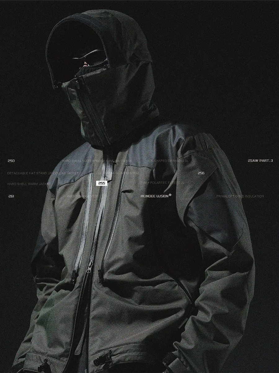 

Куртка-хардшелл Reindee Lusion 25AW 0255 3-в-1 с утеплителем POLARTEC PRIMALOFT FLEECE 2L, теплая, в стиле techwear, cyberpunk, streetwear, workwear