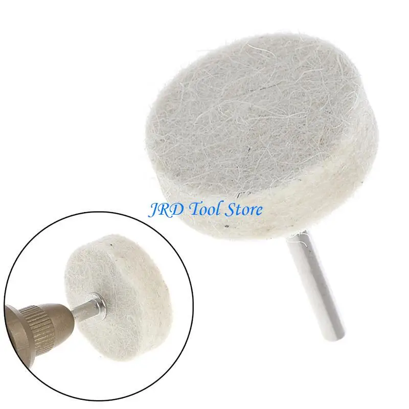 A2UD 50 Pcs 13mm Wool Felt Polishing Buffing Wheel Grinding Pad + 4Pcs 3.15 mm Shank