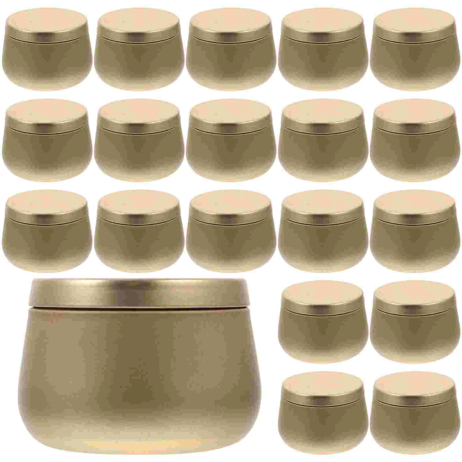 

Candy Jar 4oz Round Sealed Tea 24pcs Jars with Lids Tinplate Food Containers Golden