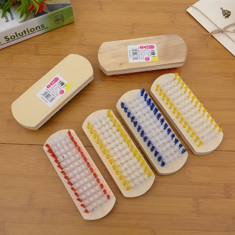 Wooden Handle Hard Bristle Cleaning Brush, Multifunctional Household Washing Brush for Shoes Clothes Laundry