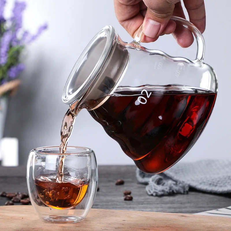 Coffee Server Dripper Pot Set Glass Cloud Shaped Kettle 360ML 600ML Heat Resistant Hand Made Coffee Pot Barista Accessories