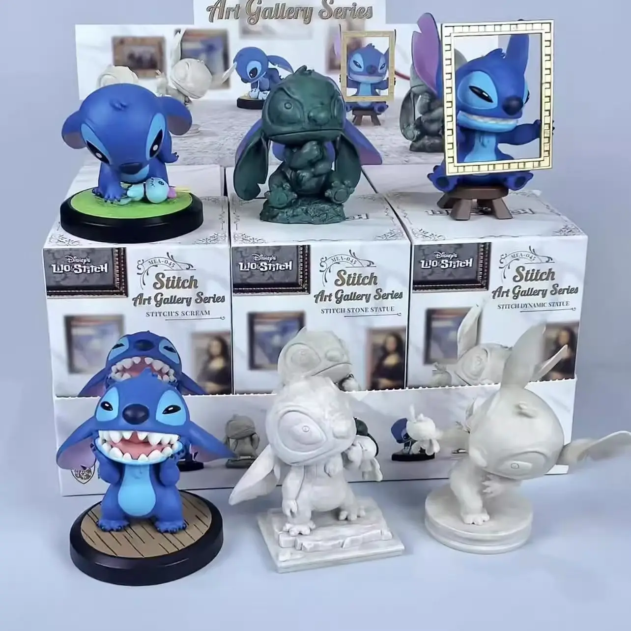 Museu de arte série lilo ponto figuras de ação caixa cega modelo pvc requintado bonito decoração de mesa brinquedo artesanal presente da menina