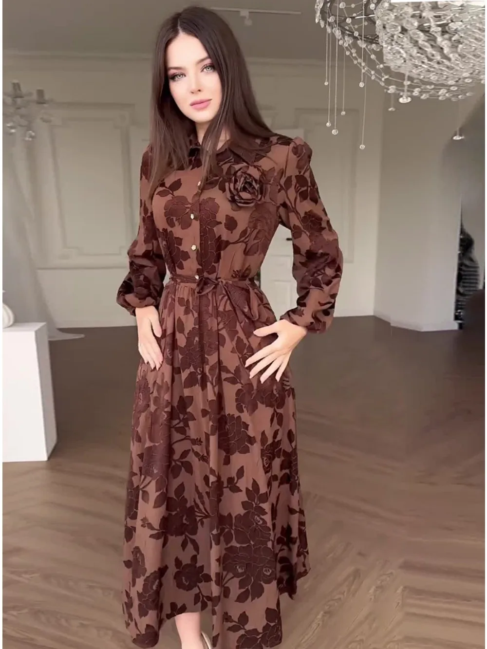 Eid Muslim Print Dress Abaya for Women Shirt Dresses Jalabiya Kaftan Islam Vestidos Arab Long Robe Ramadan Morocco Dubai 2024