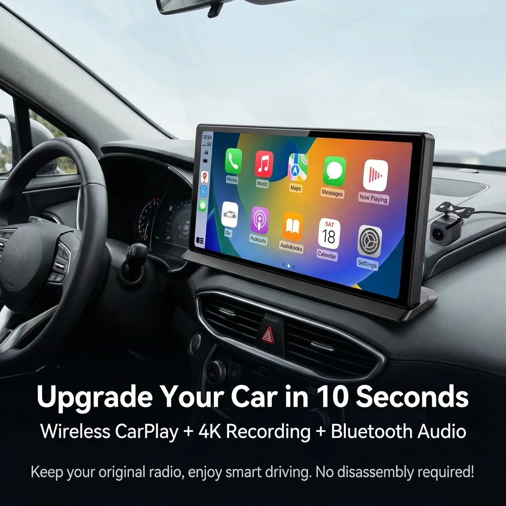 11.3 Inch Wireless Carplay Android Auto Dash Cam 4K Front 1080P Rear Camera Touch Screen 5G WiFi Car 24H Parking Monitor DVR