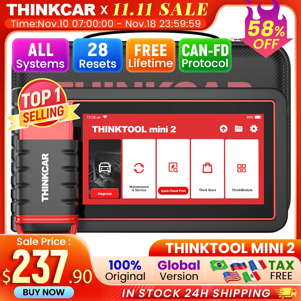 THINKCAR THINKTOOL MINI 2 Professional OBD2 Car Scanners Diagnostic Tools 28 Resets Full System Diagnose Lifetime Free Auto VIN