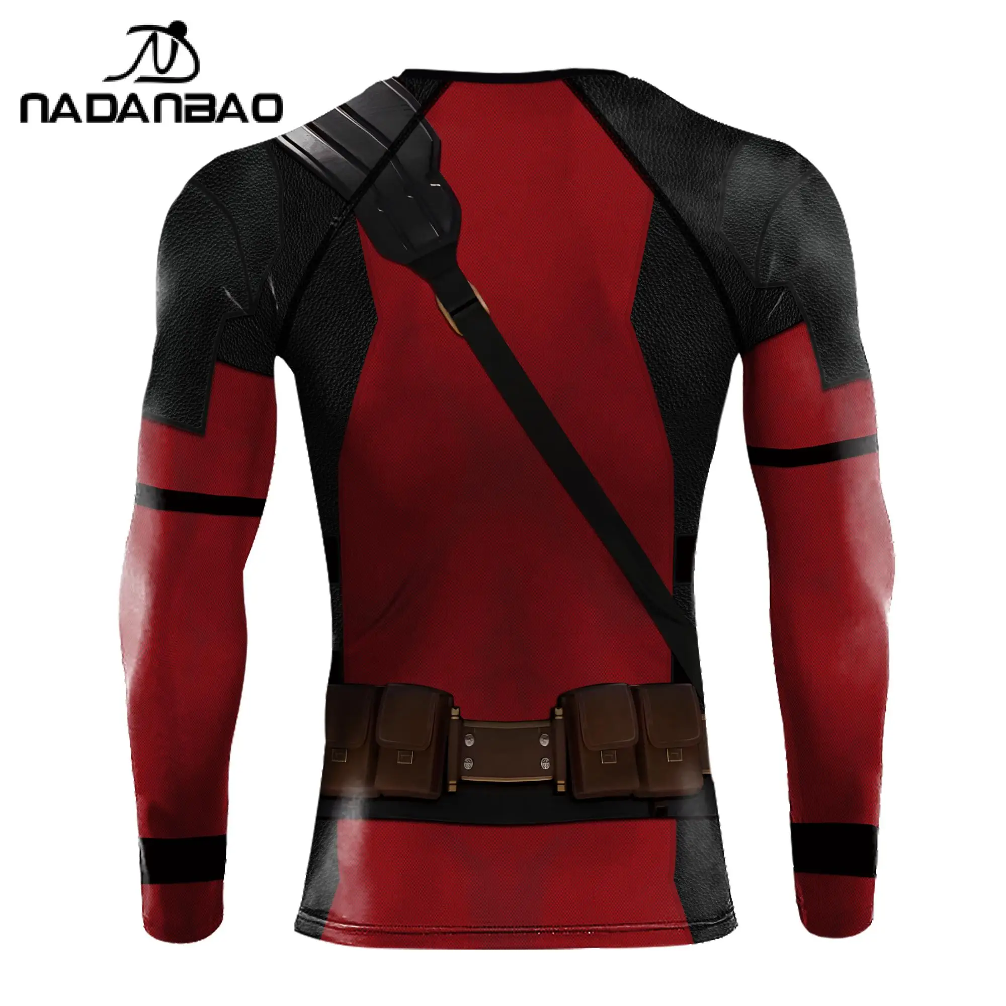 NADANBAO Anime Deadpool 3D Printed Compression Shirts for Men Rash Guards Gym Surfing Long Sleeve Workout Strech Fitness Tops