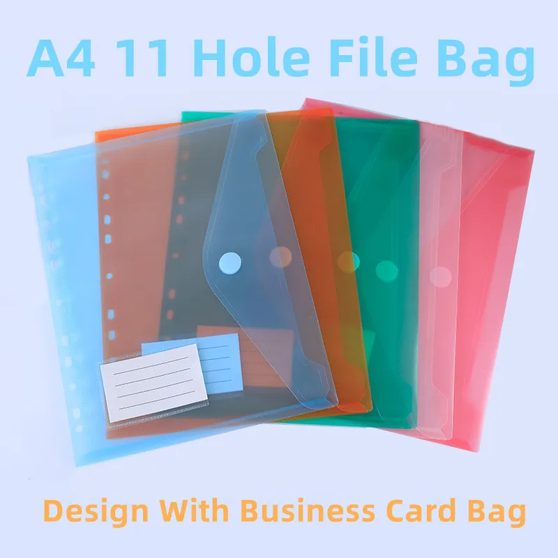 

A4 10PCS 11 Hole Business Card File Bag Waterproof Large Capacity Office Student Storage Supplies Folder Organizer