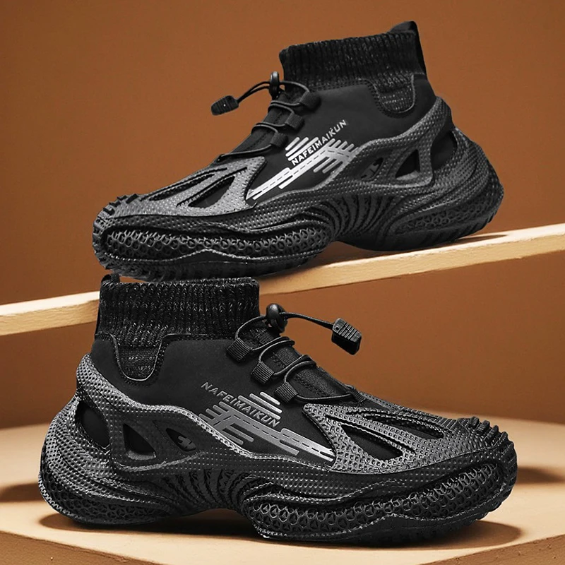 

Классические черные кроссовки на платформе, мужские уличные туфли для меха, мужская дизайнерская обувь, уличные нескользящие высокие повседневные кроссовки, мужские