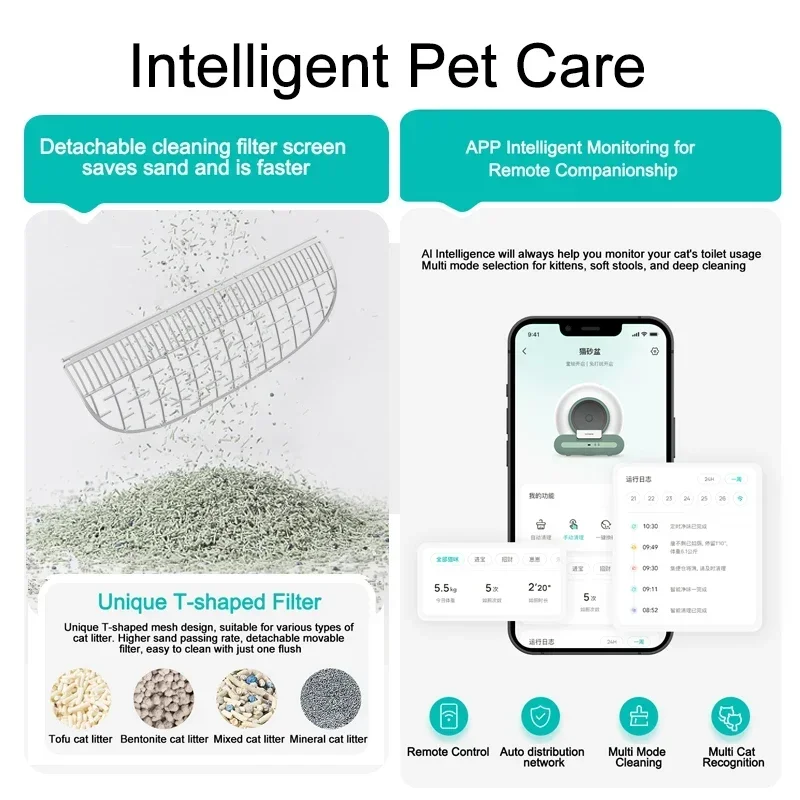 Ti+ Automatic Cat Litter Box APP Control Large Smart Self-cleaning Cat Toilet Litter Tray Large Rascador Para Gato New