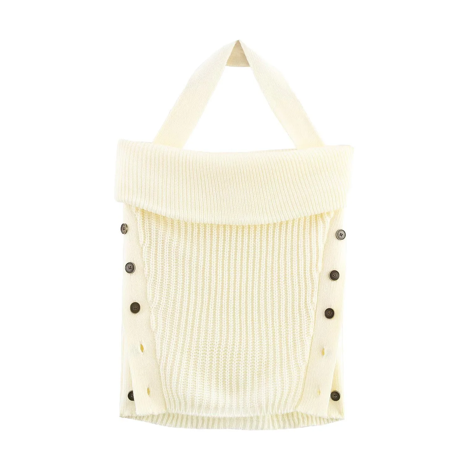 Women's Backless Halter Neck Knitted Top European American Style Fashion New Arrival Sleeveless Open Cardigan
