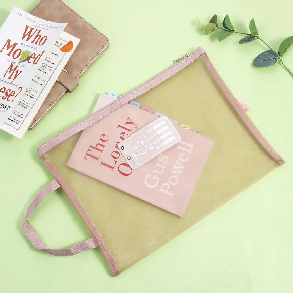 File Pocket Student Gift Protective School Office Supplies Storage Handbag Zipper File Pocket A4 File Folder Bag Document Bag