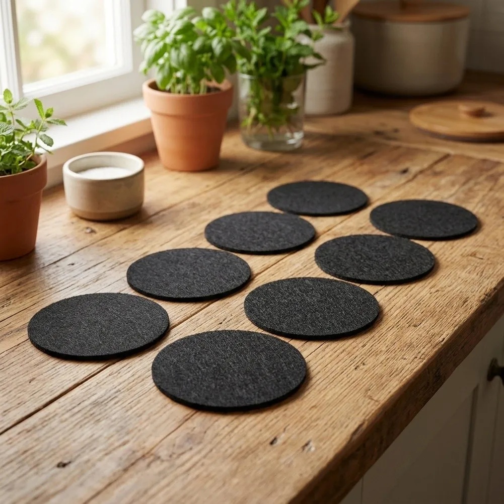 8 Pack Circular Activated Carbon Filters for Kitchen Compost Buckets Designed for Absorption and Maintaining Fresh Air