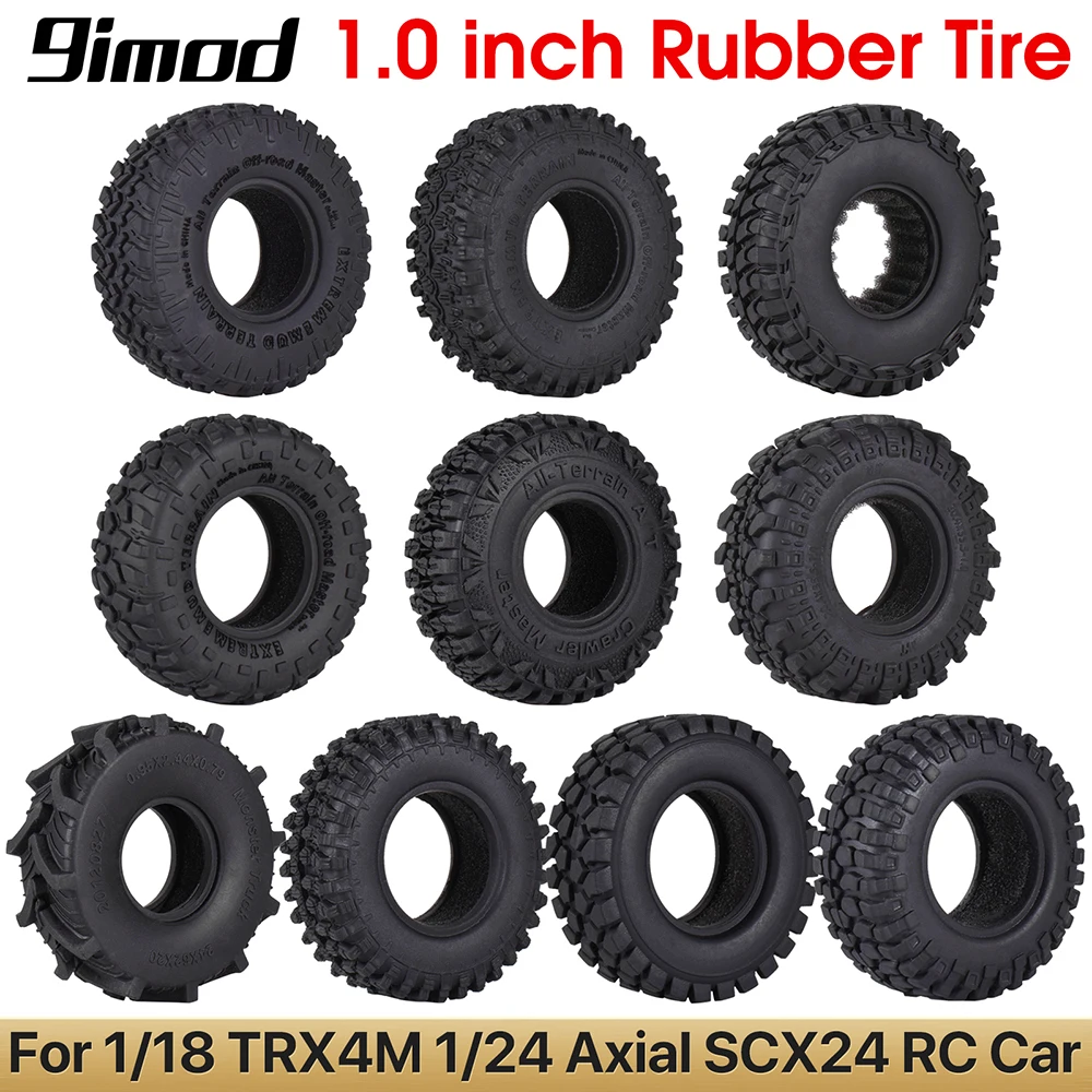 

9IMOD 1.0 inch RC Tires 4pcs Rubber Wheel Tyre Set for 1/18 TRX4M 1/24 Axial SCX24 RC Crawler Car Upgrade Parts