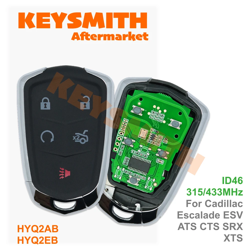 Keysmith Remote Key Shell For Cadillac Escalade ESV 2015-2019 3/4/5/6B Smart Key