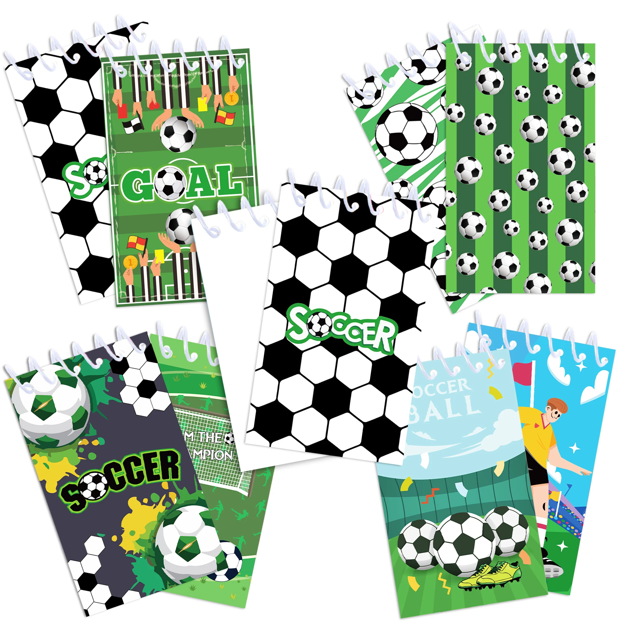8/16/24pcs Football Spiral Pocket Notebook Portable Mini Memo Pad Coil Booklet Gifts Office Stationery School Diary Supply
