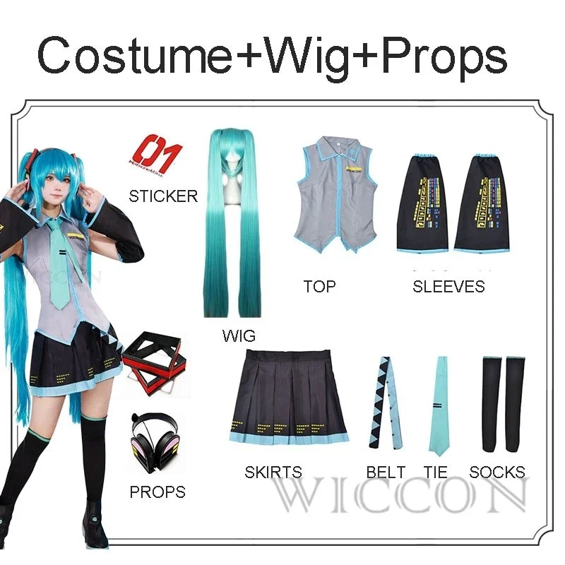 Mikuo anime cosplay costume wig shoes headwear Carnaval unisex decor Halloween party diva outfit Women Men