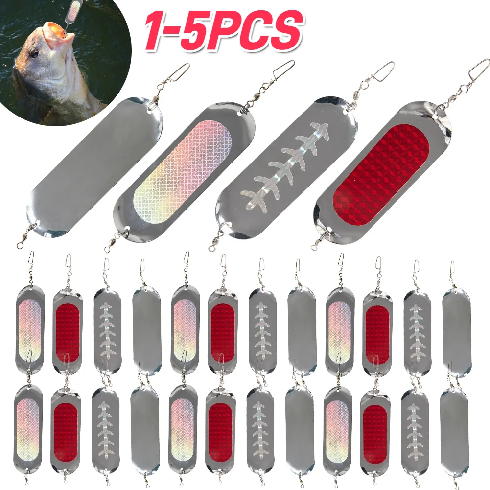 1-5PCS Fishing Flashers Metal Flash Board with EChip Fishing Diver Plate Attract Fish Metal Trolling Lure Fishing Accessories