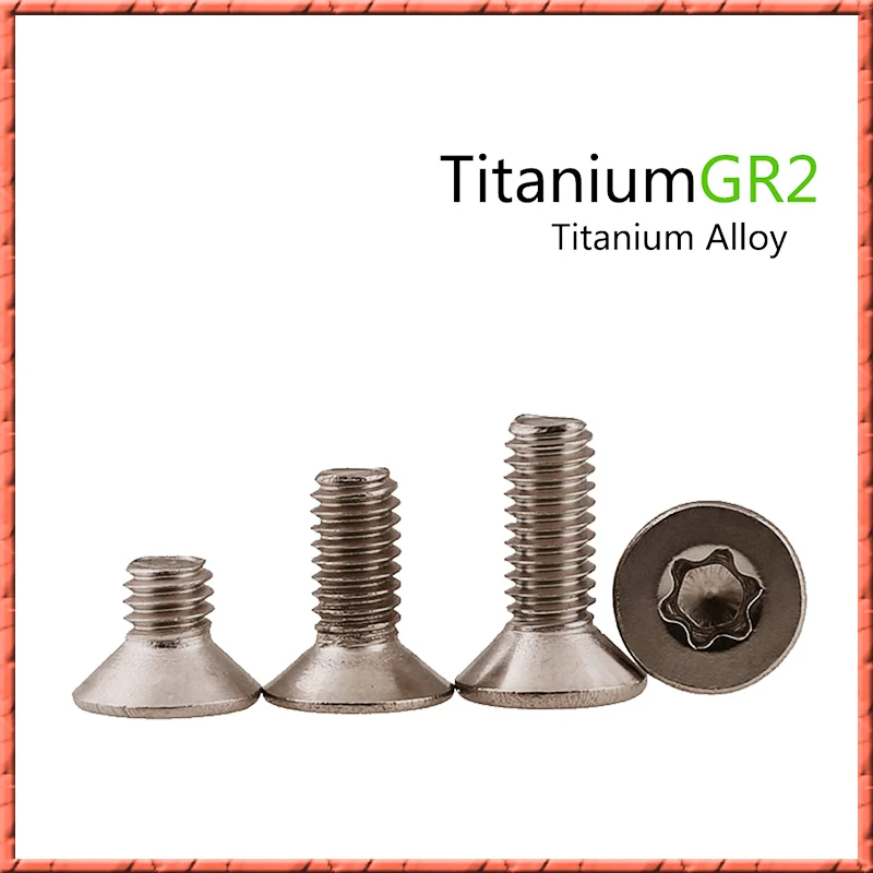 50pcs ISO14581 Pure Titanium M1.6-M5 GR2 Countersunk Head Torx Screw Titanium Alloy Oval Blossom Six Lobe Screws for Durable