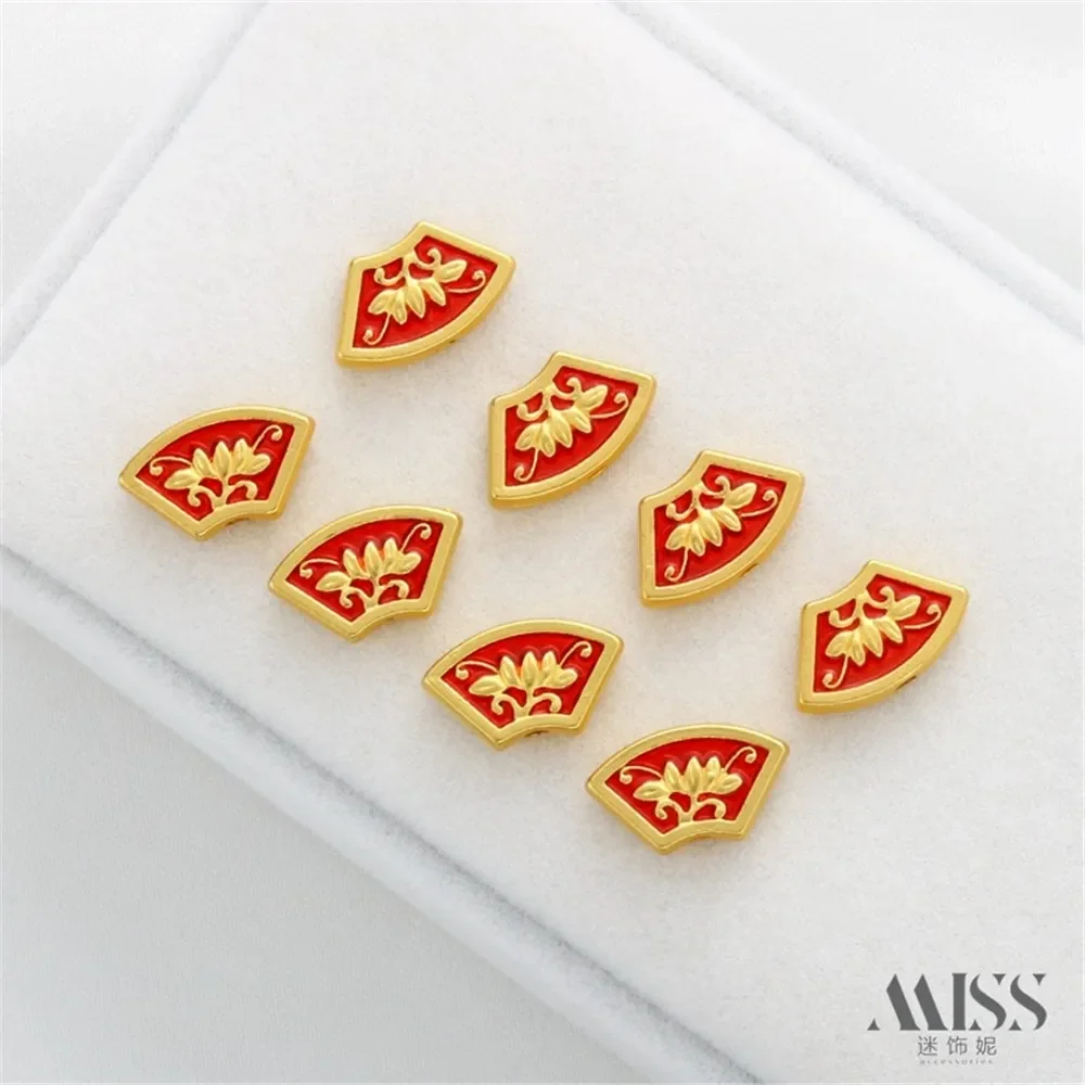 18K Matte Gold Druipende Olie Retro Fan Window Roosters Kraal Spacers DIY Handgemaakte Armbanden Kettingen Kralen Sieraden Accessoires