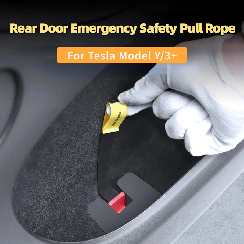 For Tesla Model Y/3+ Car Door Emergency Handle Extended Manual Door Release Emergency Safety Pull Rope Emergency Puller Button