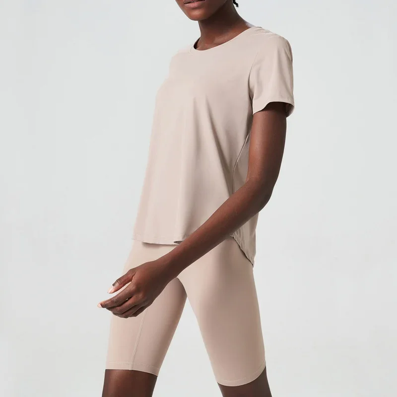 Женский комплект из двух предметов для йоги, летний однотонный спортивный костюм, женский дышащий быстросохнущий короткий спортивный костюм для бега