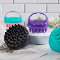 1PC Portable Silicone Shampoo Brush Handheld Round Soft Scalp Massage Brush Bath Massage Brush Hair Shower Brush Comb Hair Care