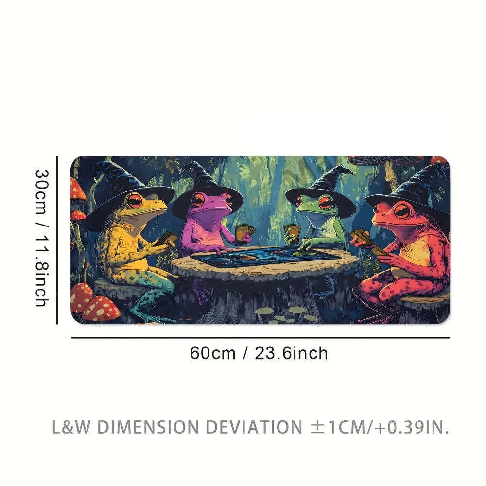 Tapetes de jogos de sapo mágico temático dartfrogs jogando cartas grande mouse pad ultra-suave teclado tapete de mesa com bordas costuradas