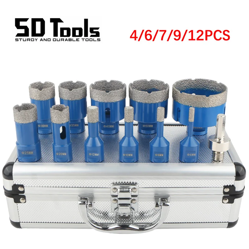 Soldada Dry Drill Bit Kit M14 Thread Diamond Dry Drilling Bit Hole Saw Telha Cerâmica Granito Mármore Buraco Abridor Ferramenta Pcs Pcs Pcs Pcs Peças 12