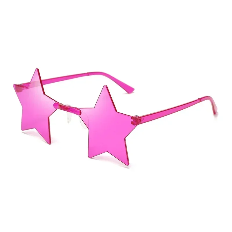 Star Shape Sun Glasses Light Funny Pentagram Candy One Piece Eyewear Multi Colors Decoration Party Rimless Sunglasses