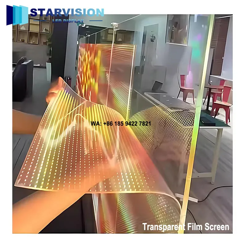 

Full Color Flexible Transparent Film Screen LED Advertising Display for Retail Store Window