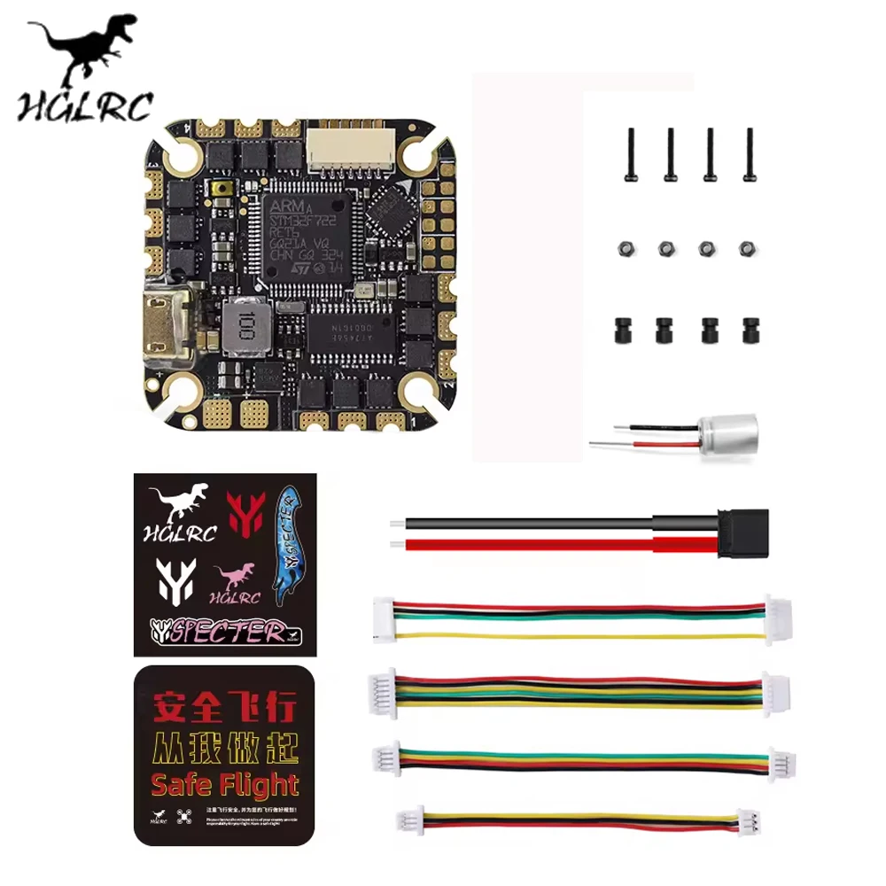 

HGLRC SPECTER F722 40A AIO 4-6S Flight Controller MPU6000 40A ESC 25.5x25.5mm ESC For 2-4 inch RC FPV Freestyle Drone