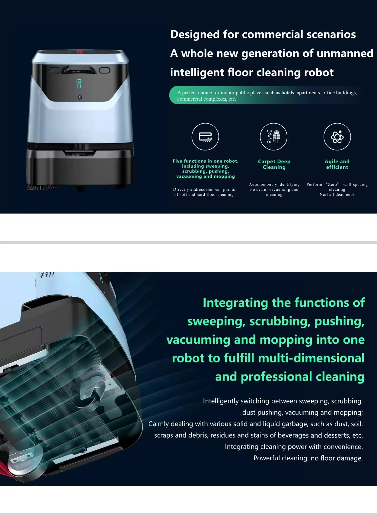 Aspirapolvere robot di pulizia completamente automatico Wifi Mop rotante ad alta velocità Robot aspirapolvere robot intelligente